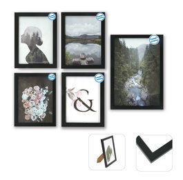 DKD Home Decor Marco Multifoto Moderno Negro 23 x 28 x 2 cm Set de 5