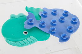 DKD Home Decor Antideslizantes Kids Azul Turquesa PVC Poliéster 11.5 x 10 x 1 cm Set de 6 Piezas con Detalle de Ballena