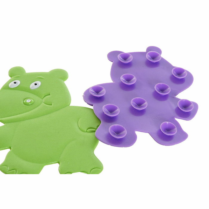 DKD Home Decor Set de 6 Antideslizantes de PVC Hipopótamo Lila y Verde