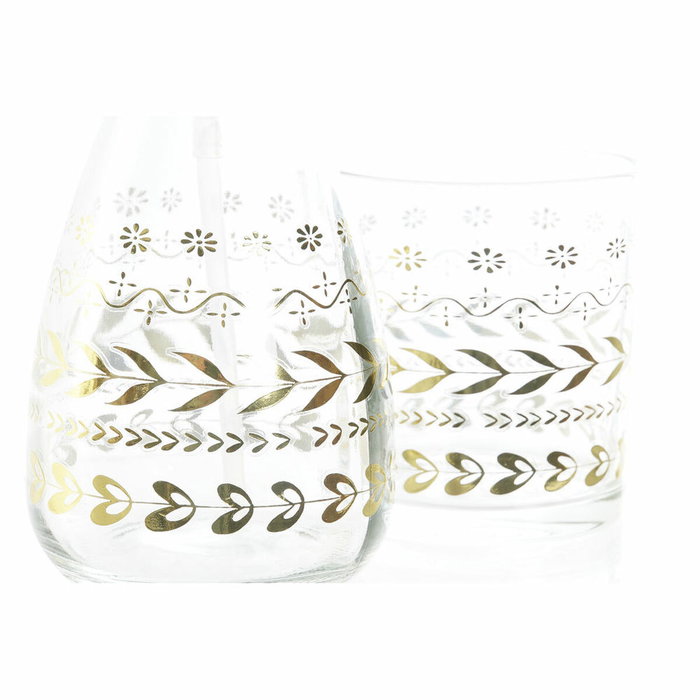 DKD Home Decor Set de Baño ALDEA 21 con Detalles de Hojas en Dorado