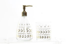 DKD Home Decor Baño Glam Set de 2 Piezas Dorado Cristal y ABS 9x18x9 cm Colección Aldea 21