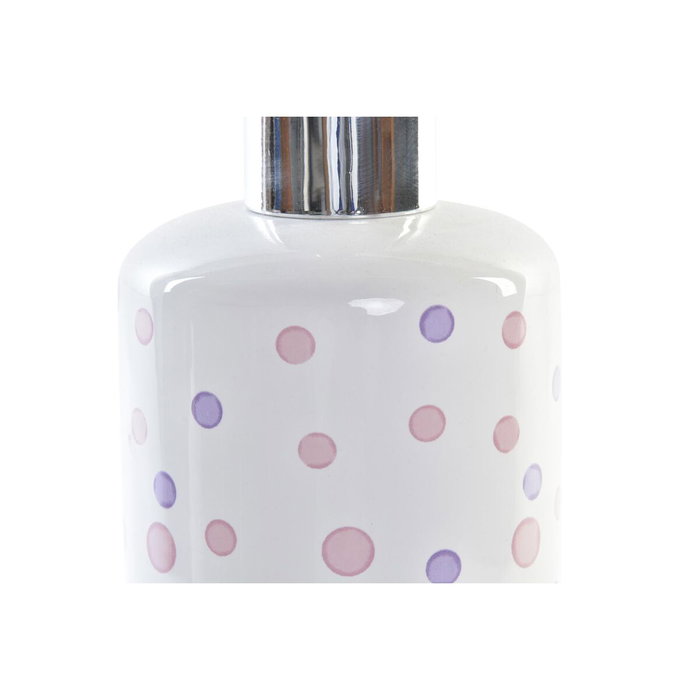 DKD Home Decor Set de 2 Dosificadores DOTS Topos Blanco, Fucsia, Lila y Plateado