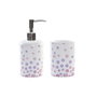 DKD Home Decor Set de 2 Dosificadores DOTS Topos Blanco, Fucsia, Lila y Plateado