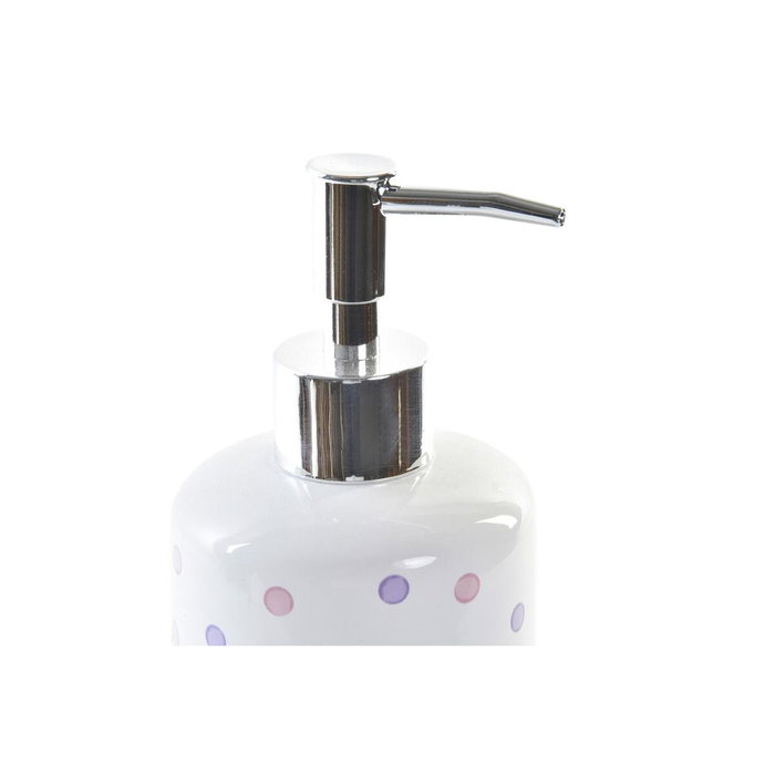 DKD Home Decor Set de 2 Dosificadores DOTS Topos Blanco, Fucsia, Lila y Plateado