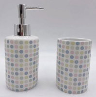 DKD Home Decor Dosificador Moderno Blanco Lila Fucsia Plateado 7x7x17.5 cm Set de 2 Piezas