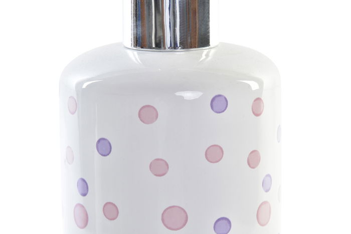 DKD Home Decor Dosificador Moderno Blanco Lila Fucsia Plateado 7x7x17.5 cm Set de 2 Piezas