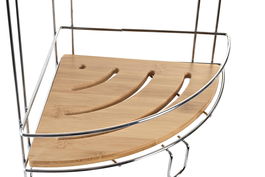 DKD Home Decor Estanteria Pared Scandi Natural Bambu Metal Cromado 19.5 x 36.5 x 19.5 cm