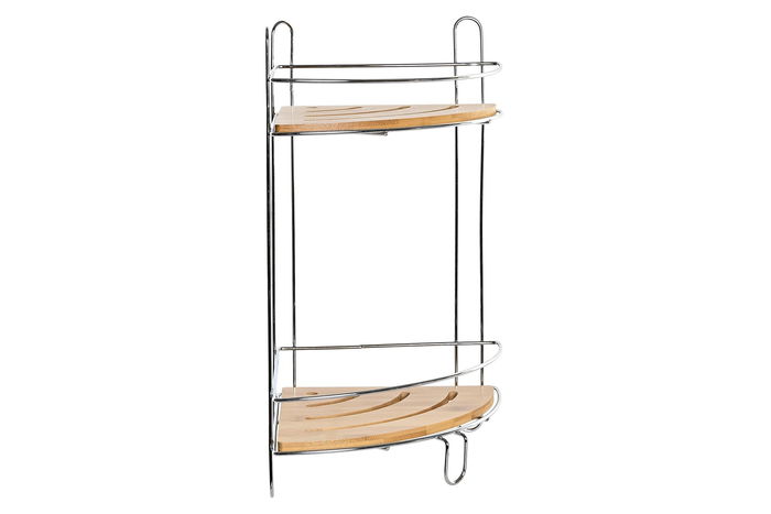 DKD Home Decor Estanteria Pared Scandi Natural Bambu Metal Cromado 19.5 x 36.5 x 19.5 cm