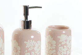 DKD Home Decor Set de 3 Baños Shabby Rosa Blanco Cerámica 8 x 17.5 x 8 cm