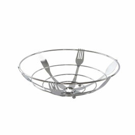 DKD Home Decor Frutero de Metal Cromado Plateado 26x8,5 cm de la Colección Cubiertos 21
