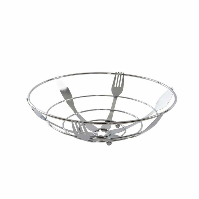 DKD Home Decor Frutero de Metal Cromado Plateado 26x8,5 cm de la Colección Cubiertos 21 DKD Home Decor Frutero de Metal Cromado Plateado 26x8,5 cm de la Colección Cubiertos 21