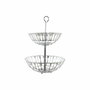 DKD Home Decor Frutero de Metal Cromado Plateado de 2 Niveles con Colección Cubiertos 21