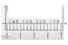 DKD Home Decor Perchero de Metal para Cubiertos Cromado Plateado