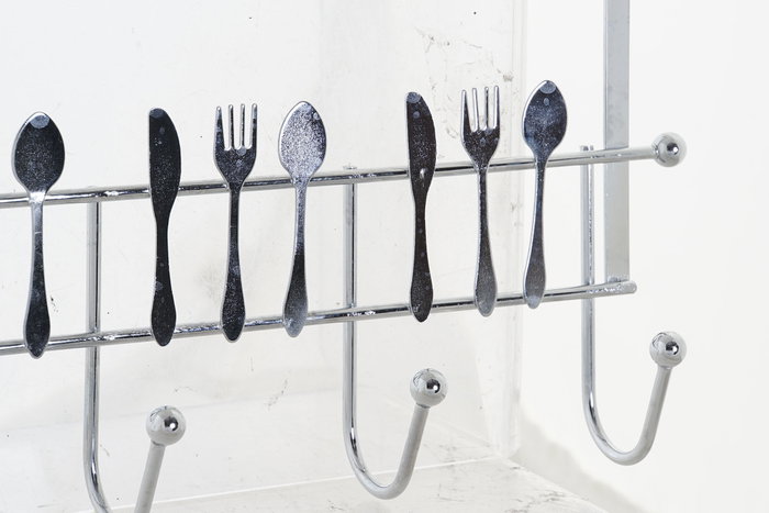 DKD Home Decor Perchero de Metal para Cubiertos Cromado Plateado
