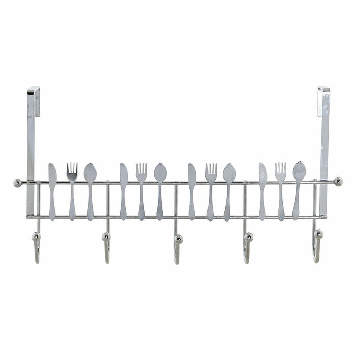 DKD Home Decor Perchero de Metal para Cubiertos Cromado Plateado