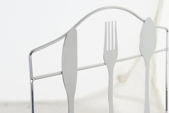 DKD Home Decor Atril de Metal Cromado Plateado para Cubiertos
