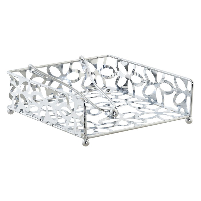 DKD Home Decor Servilletero Metal Margaritas Cromado