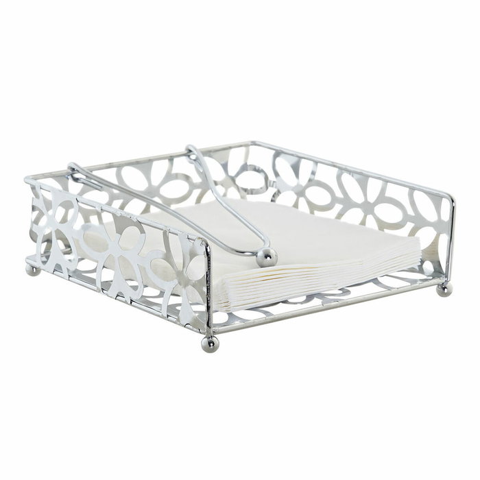 DKD Home Decor Servilletero Metal Margaritas Cromado