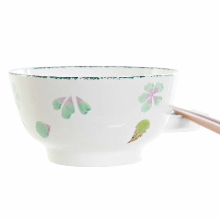 DKD Home Decor Set de Sushi 6 Piezas de Porcelana y Madera Verde