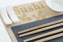 DKD Home Decor Set de Vajilla Sushi Oriental Bambú Pizarra Natural Negro Blanco 9 Piezas 28.5 x 18.5 x 2.6 cm