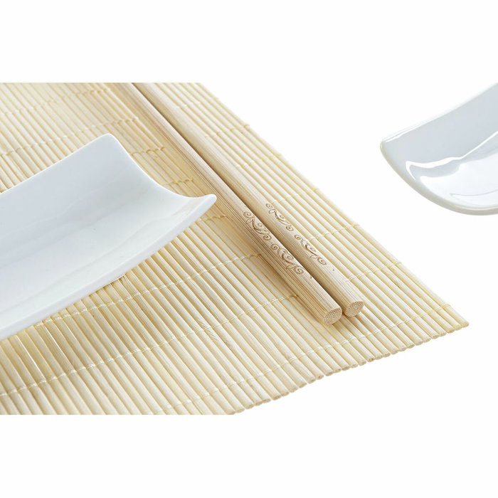 DKD Home Decor Sushi Set 9 Bambú y Gres Natural y Blanco DKD Home Decor Sushi Set 9 Bambú y Gres Natural y Blanco