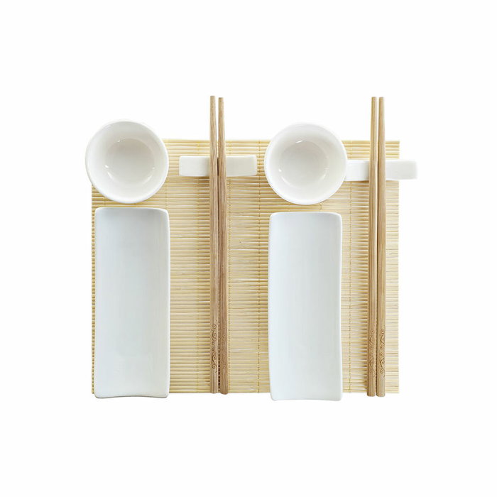 DKD Home Decor Sushi Set 9 Bambú y Gres Natural y Blanco DKD Home Decor Sushi Set 9 Bambú y Gres Natural y Blanco