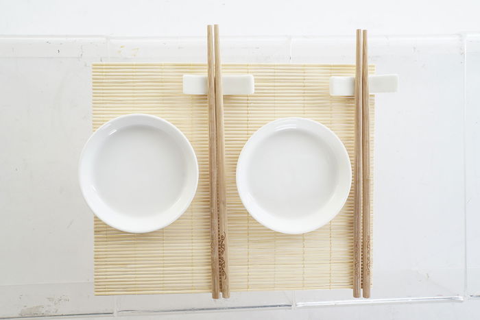 DKD Home Decor Set 7 Piezas Bandeja Sushi Oriental Bambú Gres Natural Blanco 28.8 x 19.8 x 3 cm