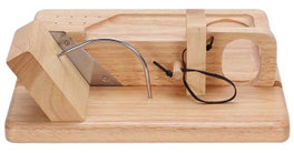 DKD Home Decor Cortador de Embutido Rubberwood e Inox Natural 29x29x10 cm