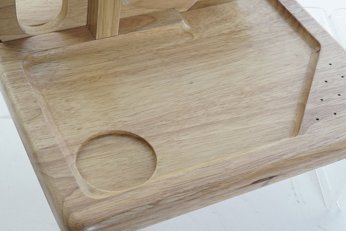 DKD Home Decor Cortador de Embutido Rubberwood e Inox Natural 29x29x10 cm