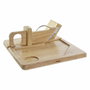 DKD Home Decor Cortador de Embutido Rubberwood e Inox Natural 29x29x10 cm