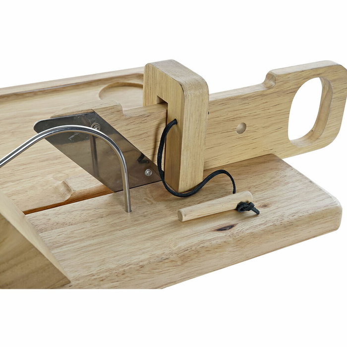 DKD Home Decor Cortador de Embutido Rubberwood e Inox Natural 29x29x10 cm