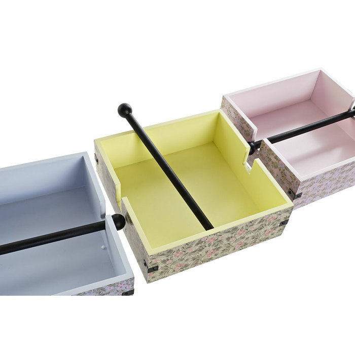 DKD Home Decor Set de 3 Servilleteros de Flores en MDF y Metal