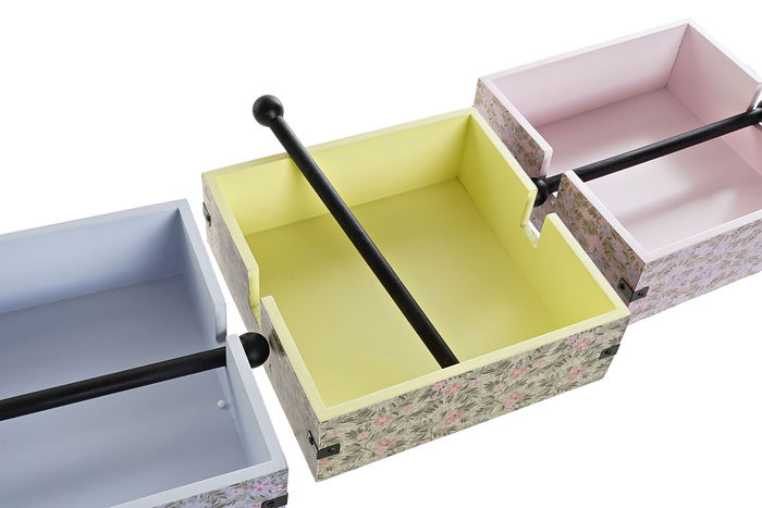 DKD Home Decor Victoriano 21 Servilletero Shabby Verde Rosa 18x22x6 cm (3 Unidades)