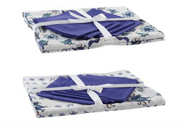 DKD Home Decor Mantel Tradicional Azul Blanco Set de 5 Unidades 150 x 150 cm