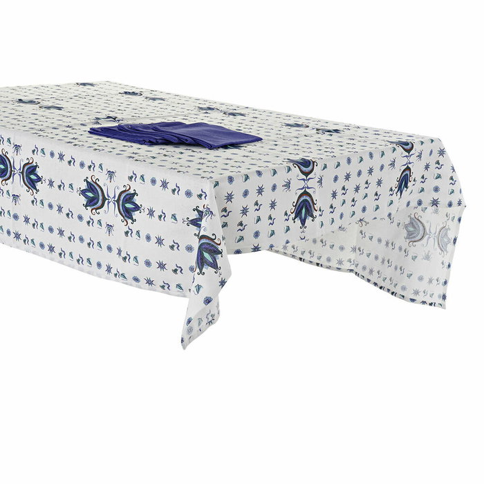 DKD Home Decor Set de 5 Manteles de Algodón Azulejos 150x150x0,5 cm Surtido de 2