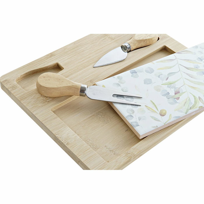 Set de Aperitivo DKD Home Decor Multicolor Natural Bambú Plástico Gres Cottage 24,5 x 20 x 1,2 cm (4 pcs)