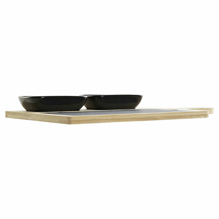 DKD Home Decor Tabla Aperitivo Cottage de Bambú, Pizarra y Gres, Negro/Natural, Set de 4 DKD Home Decor Tabla Aperitivo Cottage de Bambú, Pizarra y Gres, Negro/Natural, Set de 4
