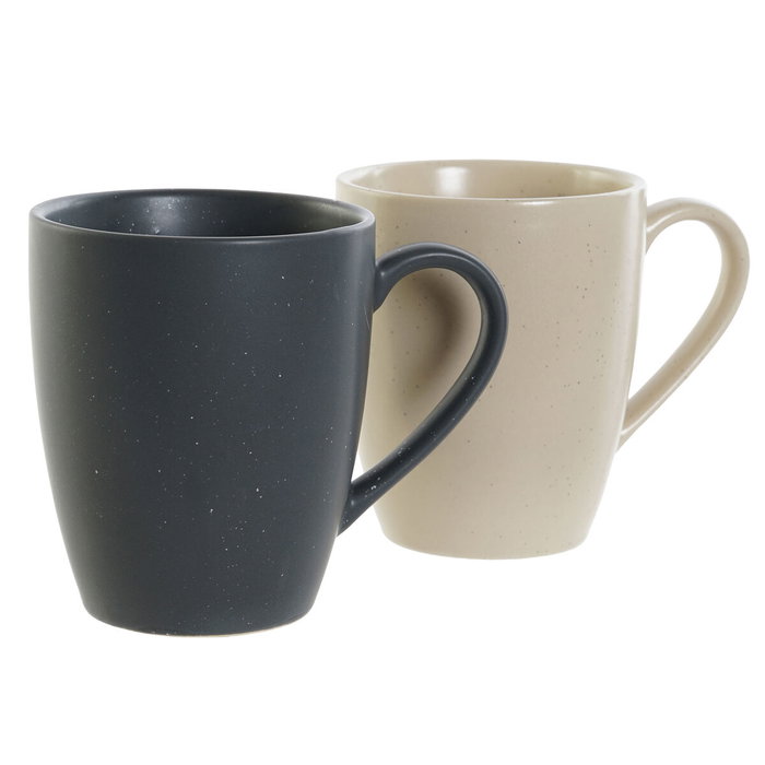 DKD Home Decor Set de 4 Tazas de Gres y Rubberwood Beige DKD Home Decor Set de 4 Tazas de Gres y Rubberwood Beige