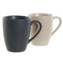 DKD Home Decor Set de 4 Tazas de Gres y Rubberwood Beige