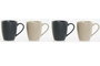 DKD Home Decor Set de 4 Tazas Lianfeng 21 Scandi Beige Gris Oscuro Gres Rubberwood 19 x 13 x 31 cm