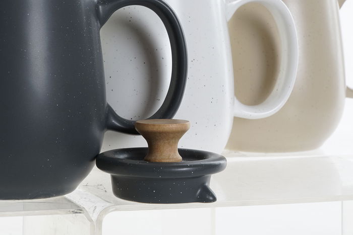 DKD Home Decor Tetera Scandi Beige Gris Oscuro Gres y Rubberwood 12 x 16.5 x 23 cm (3 Unidades) DKD Home Decor Tetera Scandi Beige Gris Oscuro Gres y Rubberwood 12 x 16.5 x 23 cm (3 Unidades)