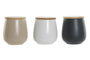 DKD Home Decor Bote Lianfeng 21 Scandi Beige Gris Oscuro Gres Gres 10x10x13 cm (3 Unidades)