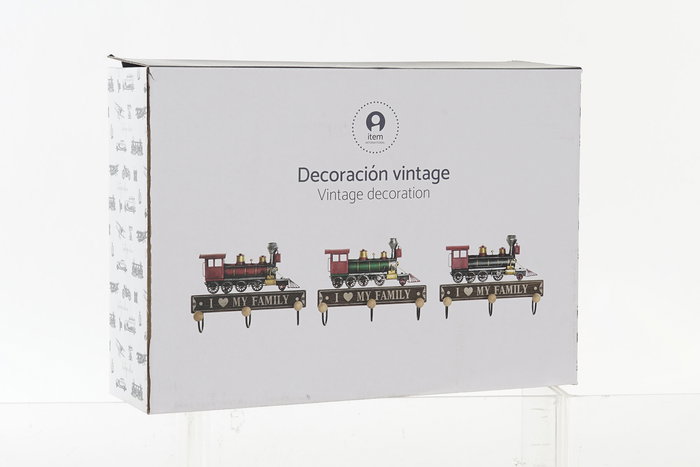 DKD Home Decor Perchero Pared Vintage Rojo Negro Metal y MDF 29 x 8 x 20 cm (3 Unidades)