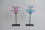 DKD Home Decor Portavela Cristal Metal Flor Surtido Rosa y Azul (2 unidades)