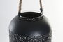 DKD Home Decor Portavelas Loft Negro Marron Metal Cuerda Cristal 22 x 63 x 22 cm