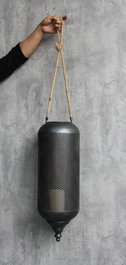 DKD Home Decor Portavelas Loft Negro Marron Metal Cuerda Cristal 22 x 63 x 22 cm