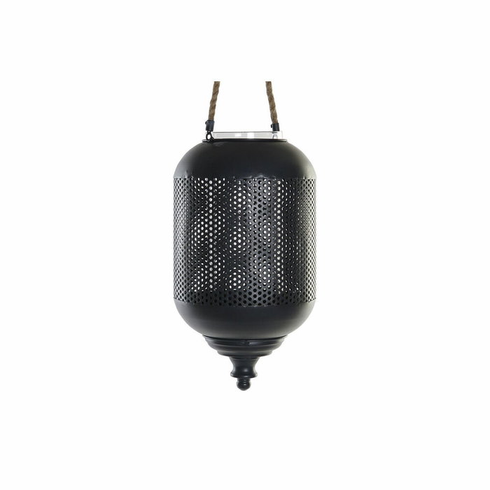 DKD Home Decor Portavelas Metal Cuerda 22x22x43 Negro y Marrón