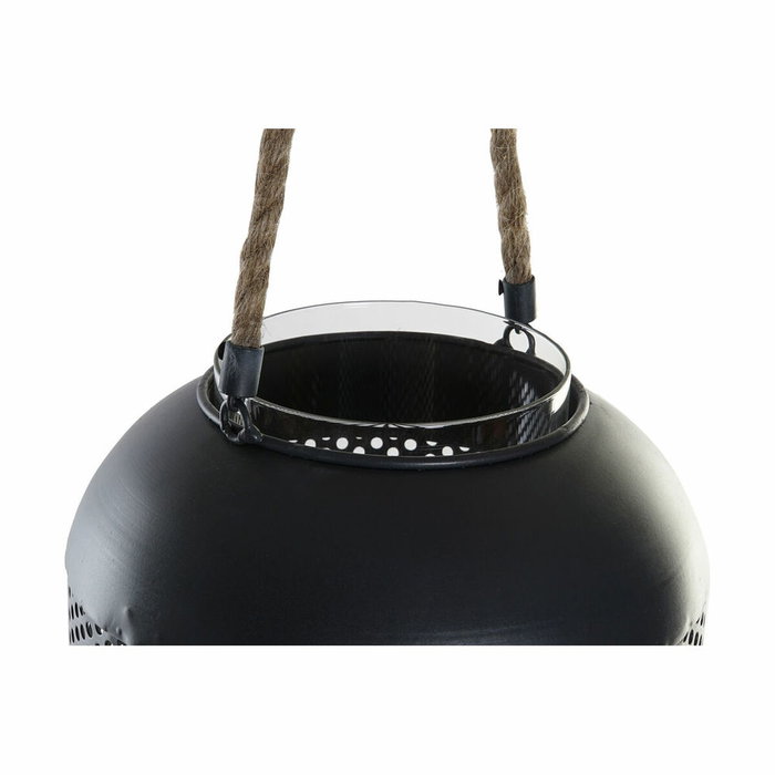 DKD Home Decor Portavelas Metal Cuerda 22x22x43 Negro y Marrón