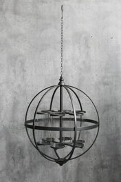 DKD Home Decor Portavelas de Metal y Cristal Negro 60x60x73 cm