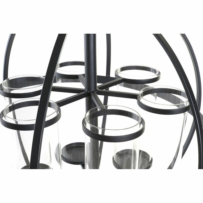 DKD Home Decor Portavelas de Metal y Cristal Negro 60x60x73 cm
